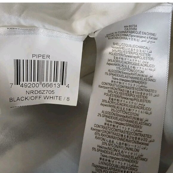 BCBGMAXAZRIA Piper Dress Size 8 Black White Striped Peplum - Picture 12 of 13